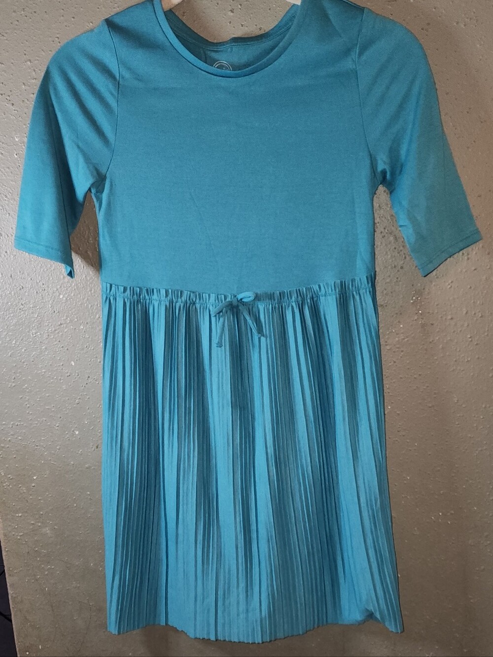 wonder nation Teal Pleated Waist Tie Dress